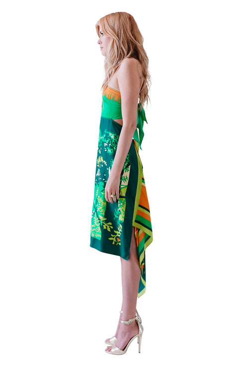 Carmen "Green Dream" Silk Scarf Dress